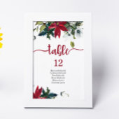 Kerstmis Poinsettia Guest Names Table Number Kaart