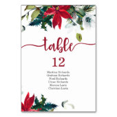 Kerstmis Poinsettia Guest Names Table Number Kaart (Voorkant)
