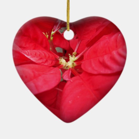 Kerstmis Poinsettia Heart Ornament (Achterkant)