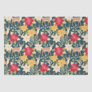 Kerstmis poinsettia hertenpatroon tissuepapier