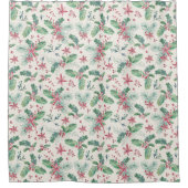 Kerstmis Poinsettia Holly Patroon Douchegordijn (Voorkant)