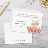 Kerstmis Poinsettia Kleine Herten Verjaardagsfeest Bedankkaart