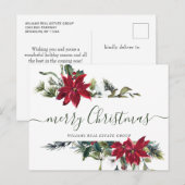 Kerstmis Poinsettia Mistletoe Corporate Groet Feestdagenkaart (Voorkant / Achterkant)