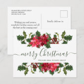 Kerstmis Poinsettia Mistletoe Corporate Groet Feestdagenkaart (Voorkant / Achterkant)