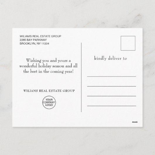 Kerstmis Poinsettia Mistletoe Corporate Groet Feestdagenkaart (Achterkant)