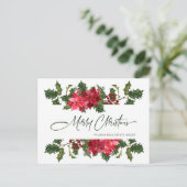 Kerstmis Poinsettia Mistletoe Corporate Groet Feestdagenkaart (Staand voorkant)