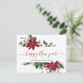 Kerstmis Poinsettia Mistletoe Corporate Groet Feestdagenkaart (Staand voorkant)