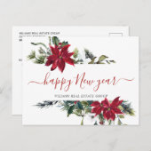 Kerstmis Poinsettia Mistletoe Corporate Groet Feestdagenkaart (Voorkant / Achterkant)