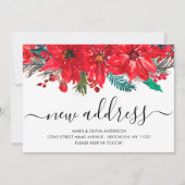 Kerstmis Poinsettia New Address Holiday Moving Aankondiging (Voorkant)