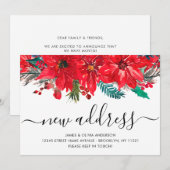 Kerstmis Poinsettia New Address Holiday Moving Aankondiging (Voorkant / Achterkant)