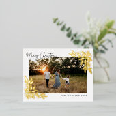 Kerstmis Poinsettia-ontwerp Folie Feestdagen Briefkaart (Staand Voorkant)