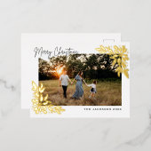 Kerstmis Poinsettia-ontwerp Folie Feestdagen Briefkaart (Voorkant / Achterkant)