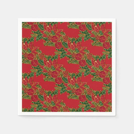 Kerstmis-Poinsettia-PAPER PARTIJ NAPKINS-Red Servetten (Voorkant)