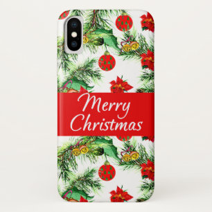 Kerstmis Poinsettia Pattern iPhone X Hoesje