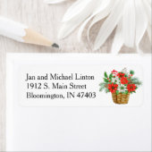 Kerstmis Poinsettia Personaliseer het Terugkeeradr Etiket (Insitu)