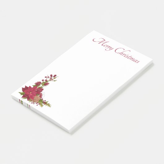 Kerstmis Poinsettia Post-It Notes (Schuin)
