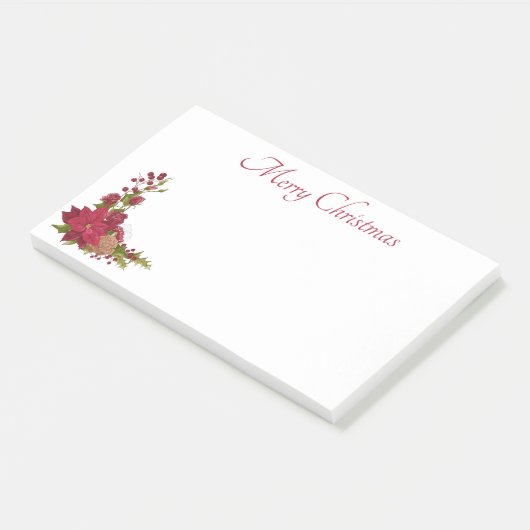 Kerstmis Poinsettia Post-It Notes (Schuin)