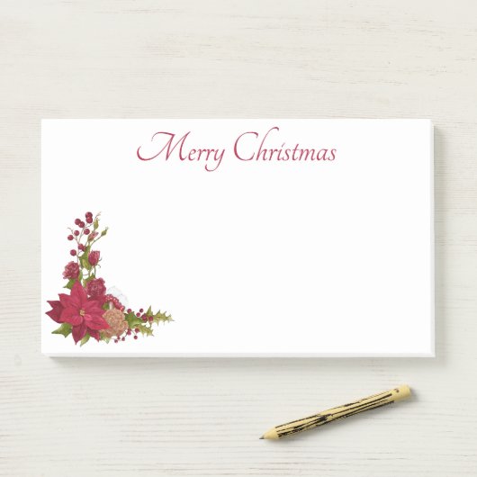 Kerstmis Poinsettia Post-It Notes (Op bureau)