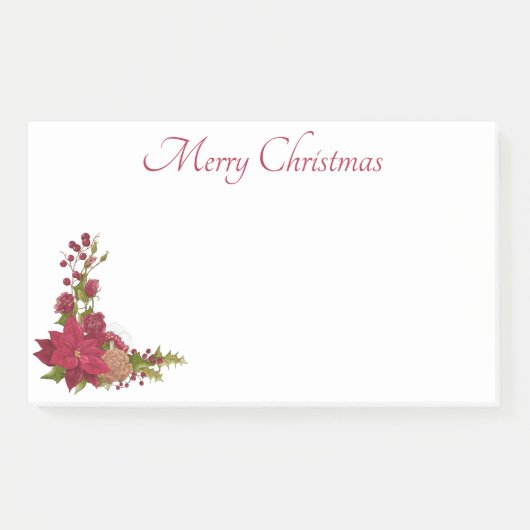Kerstmis Poinsettia Post-It Notes (Voorkant)