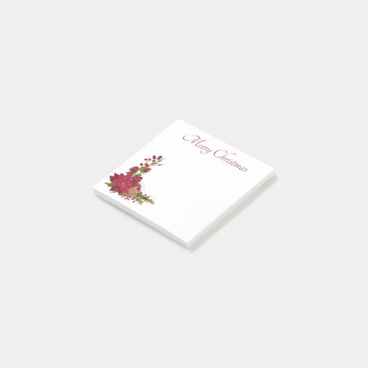 Kerstmis Poinsettia Post-It Notes (Schuin)