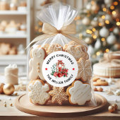 Kerstmis Poinsettia, rode appels, gouden lantaarn Ronde Sticker