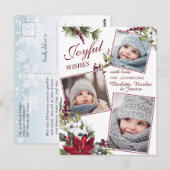 Kerstmis Poinsettia Rustic Photo Holiday Greep Briefkaart (Voorkant / Achterkant)