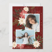 Kerstmis Poinsettia Splendor Fotocollage Feestdagenkaart (Voorkant)