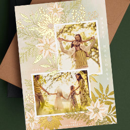 Kerstmis Poinsettia Splendor Fotocollage Folie Feestdagenkaart