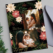 Kerstmis Poinsettia Splendor Fotocollage Folie Feestdagenkaart