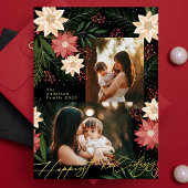 Kerstmis Poinsettia Splendor Fotocollage Folie Feestdagenkaart