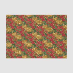 Kerstmis, Poinsettia-TISSUE WRAP PAPIER, Gold Tissuepapier