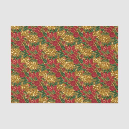 Kerstmis, Poinsettia-TISSUE WRAP PAPIER, Gold Tissuepapier (Voorkant)