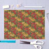 Kerstmis, Poinsettia-TISSUE WRAP PAPIER, Gold Tissuepapier (Craft)
