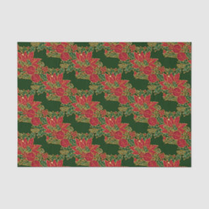 Kerstmis, Poinsettia-TISSUE WRAP PAPIER, groen Tissuepapier