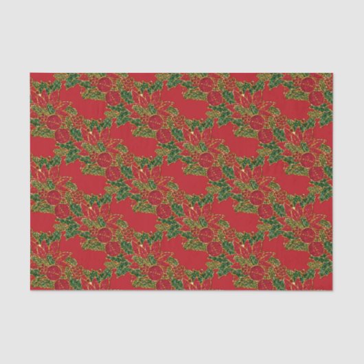 Kerstmis, Poinsettia-TISSUE WRAP PAPIER, rood Tissuepapier (Voorkant)