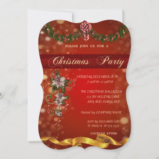 Kerstmis, Poinsettia, uitnodiging van de Corporate (Voorkant)