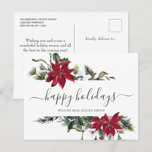 Kerstmis Poinsettia Vakantie Corporate Groet Briefkaart (Voorkant / Achterkant)