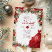 Kerstmis Poinsettia Vakantie Flora Red Quinceañera Kaart