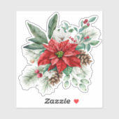 Kerstmis Poinsettia vakantieboeket Sticker (Vel)