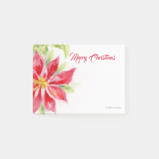 Kerstmis Poinsettia Waterverf Post-it Notities Post-it® Notes (Voorkant)