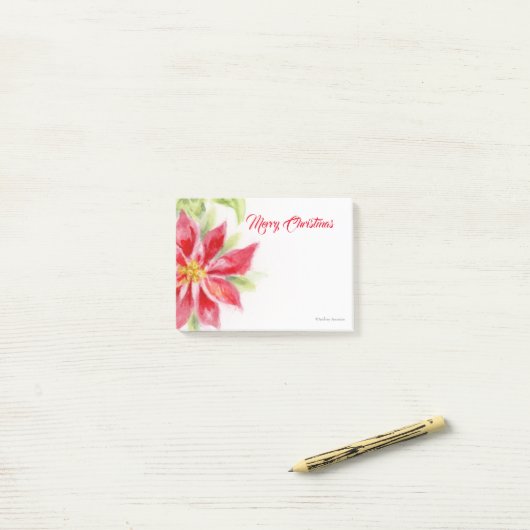 Kerstmis Poinsettia Waterverf Post-it Notities Post-it® Notes (Op bureau)