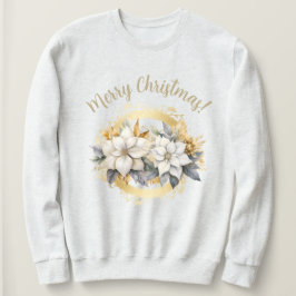 Kerstmis Poinsettia Wit & Goud T-shirt