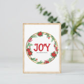 Kerstmis Poinsettia Wreath Red Golden Green Briefkaart (Staand voorkant)