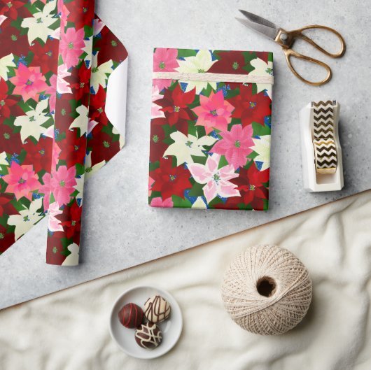 Kerstmis Poinsettias Cadeaupapier (Crafts)