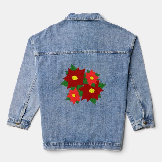 Kerstmis Poinsettias Denim Jacket (Achterkant)