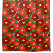 Kerstmis Poinsettias Douchegordijn (Voorkant)