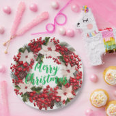 Kerstmis Poinsettias en Holly Papieren Bordje (Feest)
