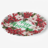 Kerstmis Poinsettias en Holly Papieren Bordje (Gekanteld)