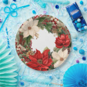 Kerstmis Poinsettias en Holly Papieren Bordje (Feest)