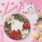 Kerstmis Poinsettias en Holly Papieren Bordje (Feest)